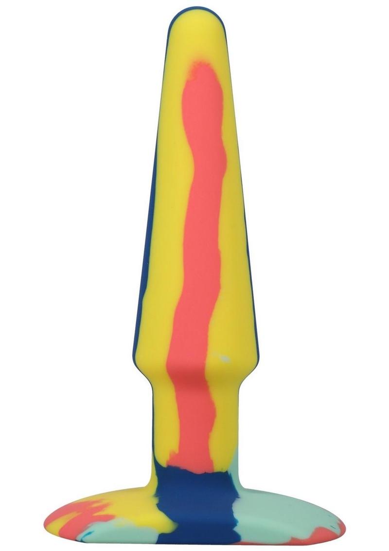 A-Play Groovy Silicone Anal Plug - Orange/Teal - 5in