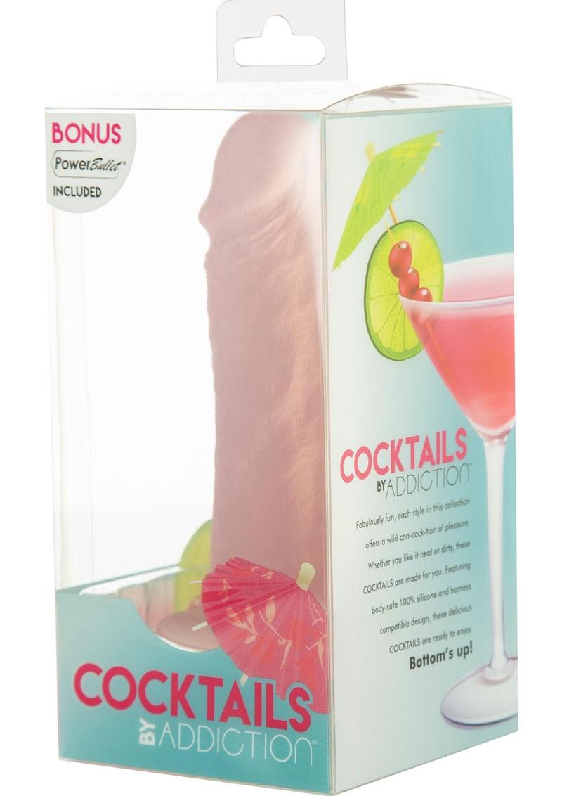 Addiction Cocktails Vibrating Silicone Dildo - Peach Bellini/Pink - 5.5in