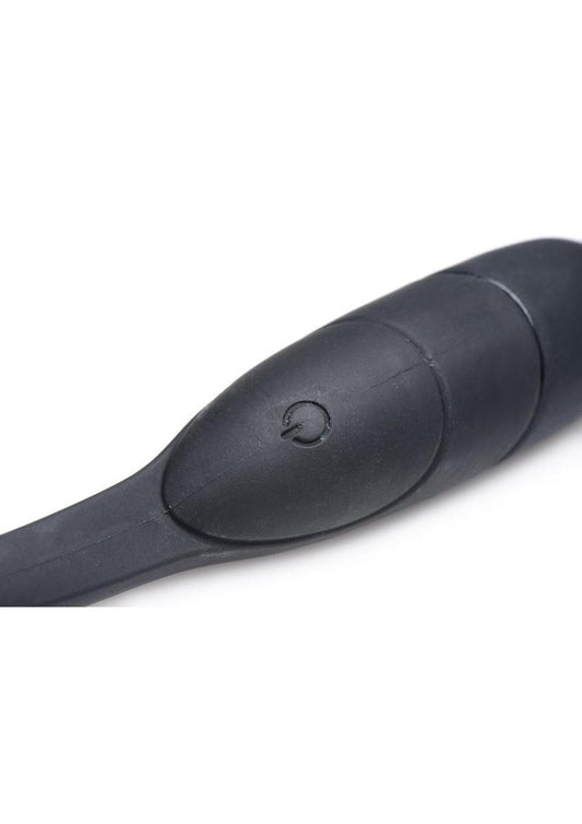 Alpha Pro 10x P-Bomb Silicone Rechargeable Cock and Ball Ring with Plug and Remote Control - Black