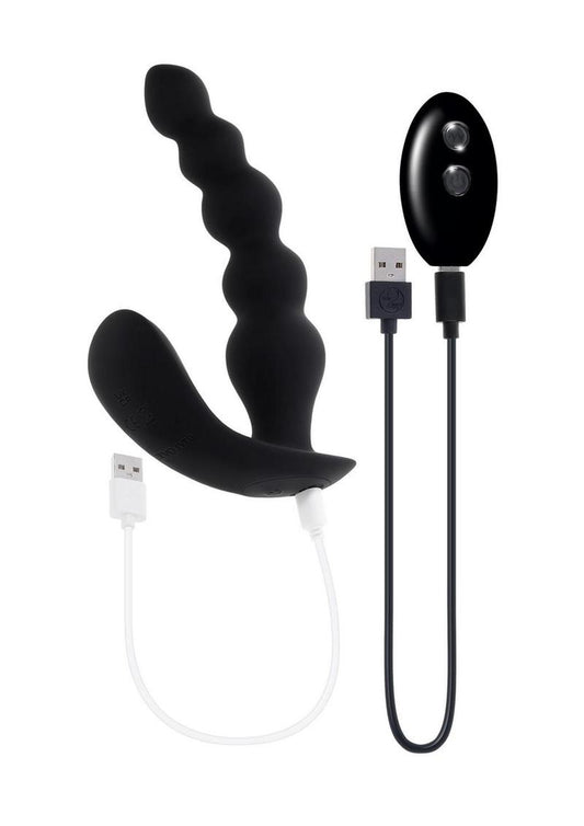 Bead Me Up Rechargeable Silicone Anal Beads with Remote Control - Black