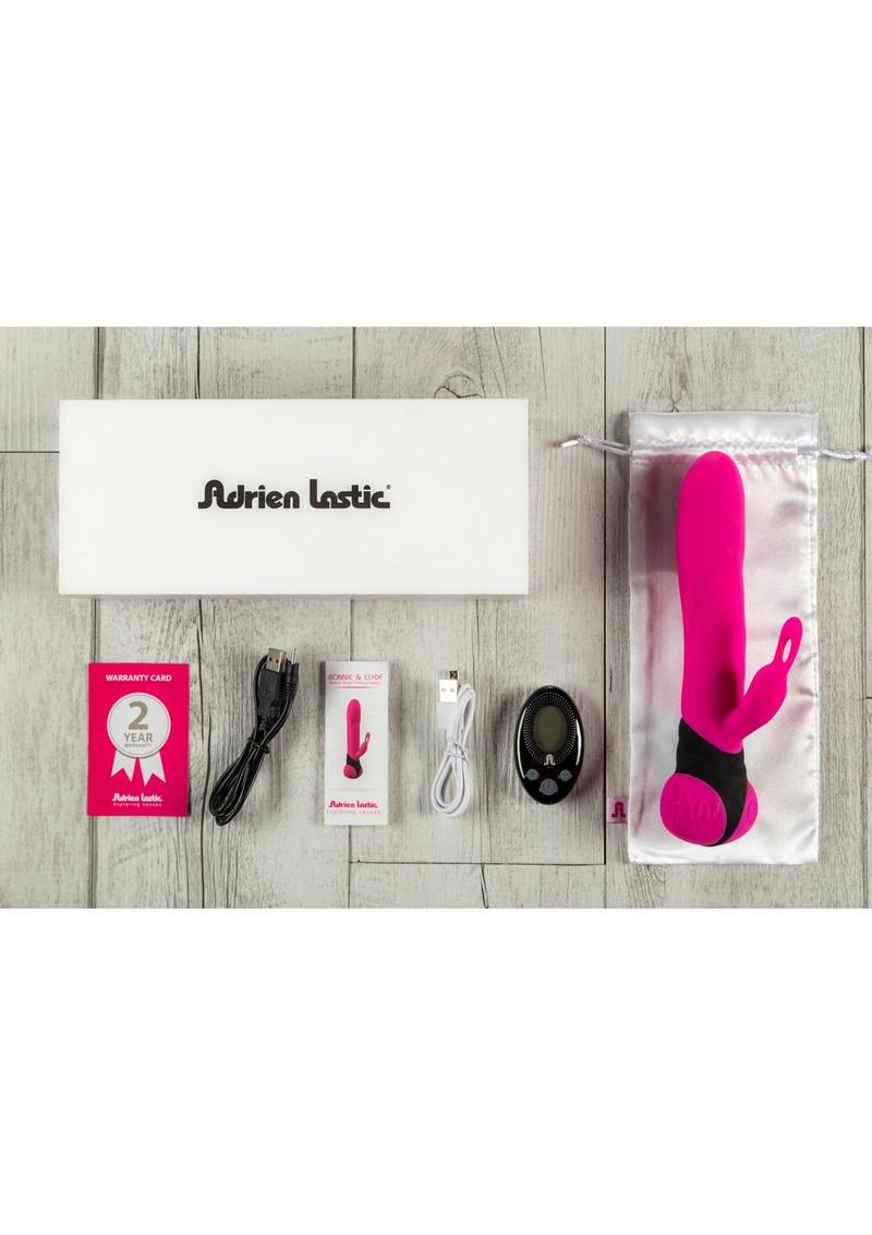 Bonnie and Clyde Rechargeable Silicone Rabbit Vibrator - Black/Pink