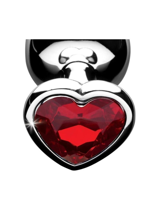 Booty Sparks Heart Gem Large Anal Plug - Metal/Red - Large