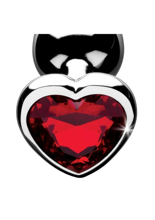 Booty Sparks Heart Gem Small Anal Plug - Metal/Red - Small