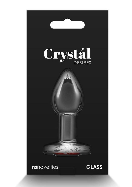 Crystal Desires Red Heart Glass Anal Plugs - Red - Small