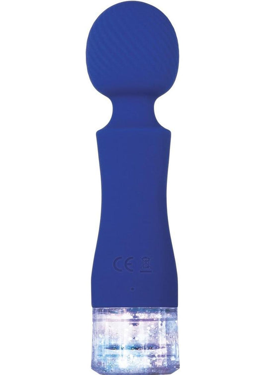 Dazzle Rechargeable Silicone Wand Massager with Glitter Handle - Blue
