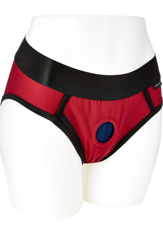 Em.Ex.. Active Harness Wear Contour Harness Briefs - 3x - Red - Large