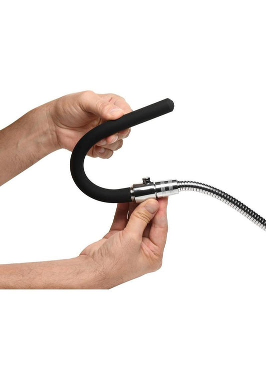 EZ-Flow Silicone Shower Enema - Black/Silver - Set