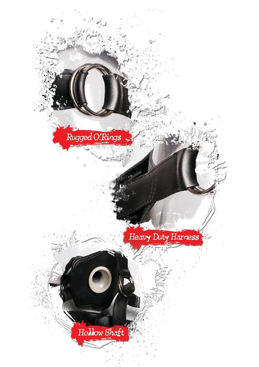 Fetish Fantasy Extreme Hollow Strap-On Dildo and Harness - Black - 10in