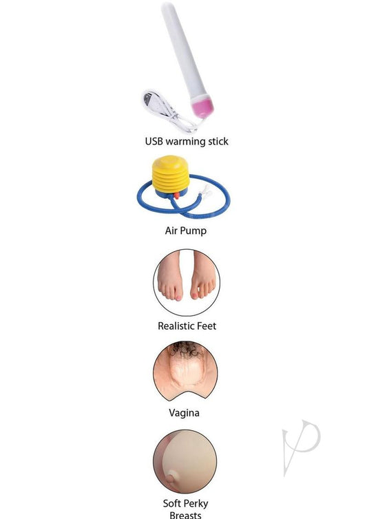 Fuck Friends Tiffany Inflatable Love Doll with Vibrating Vagina Waterproof - Vanilla