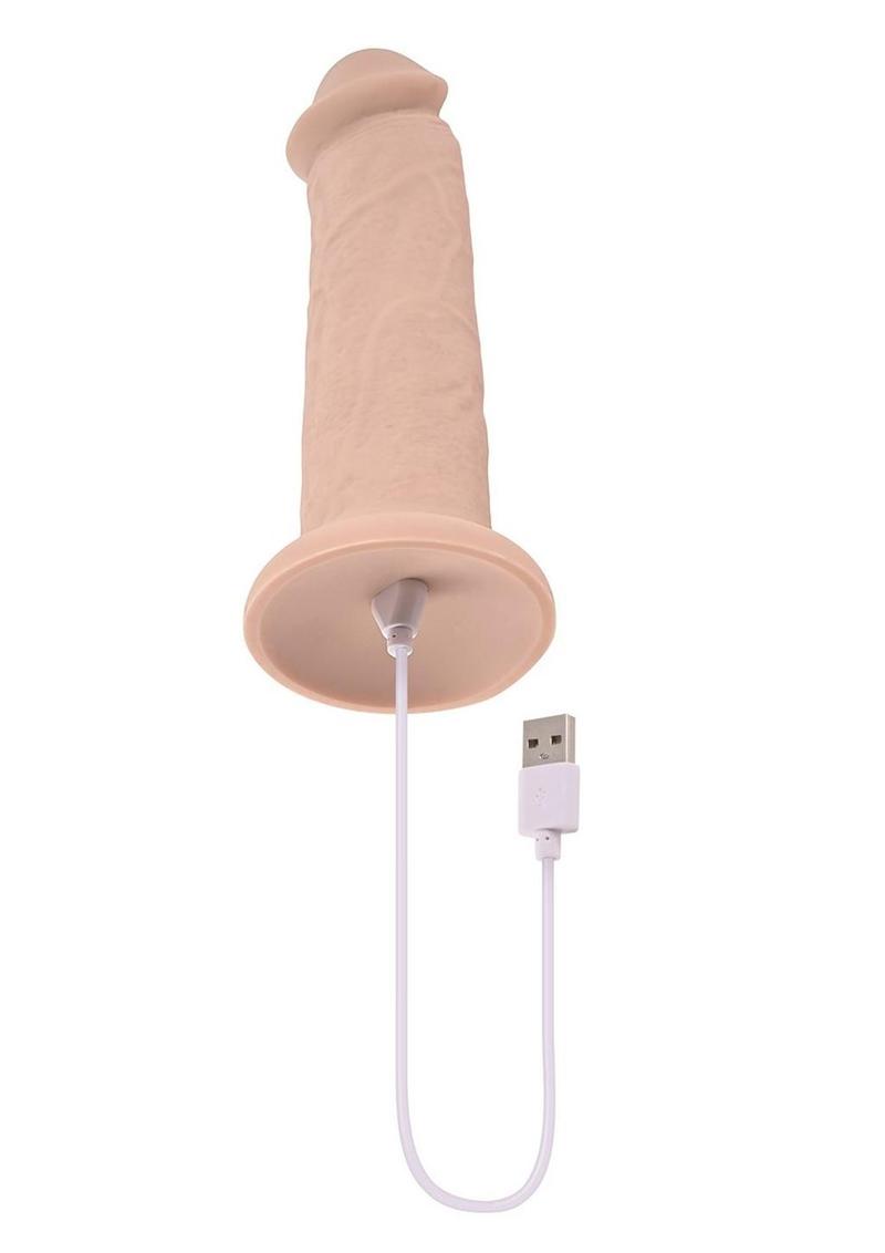 Girthy Vibrating Rechargeable Silicone Dildo - Vanilla - 7in