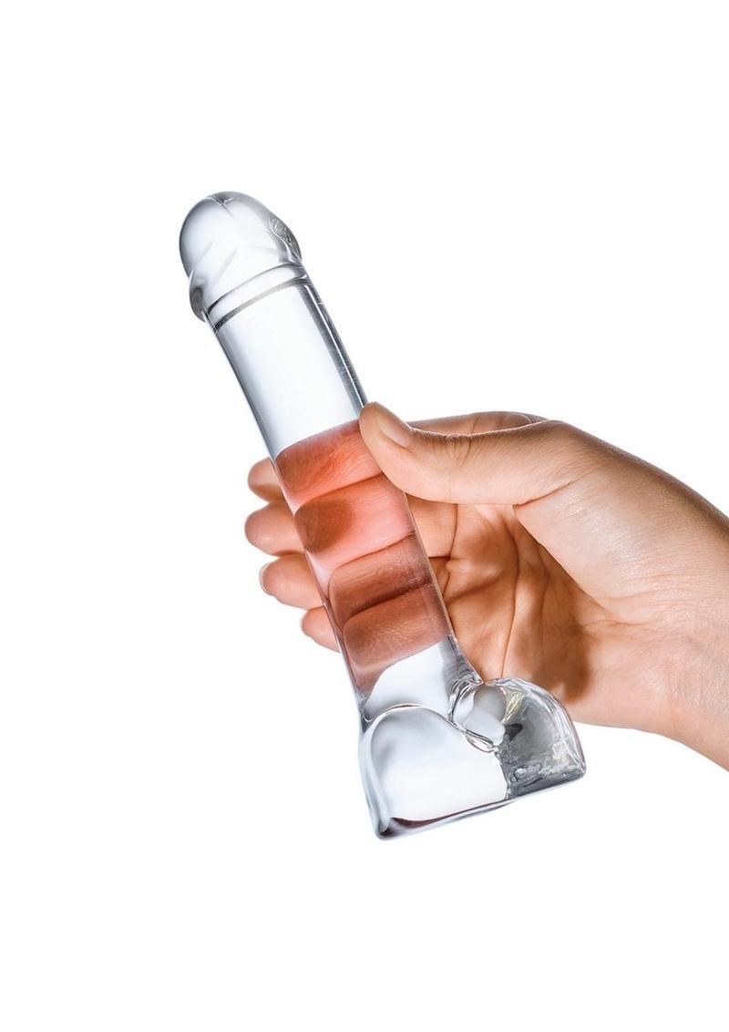 Glas Realistic Curved Glass G-Spot Dildo - Clear - 7in