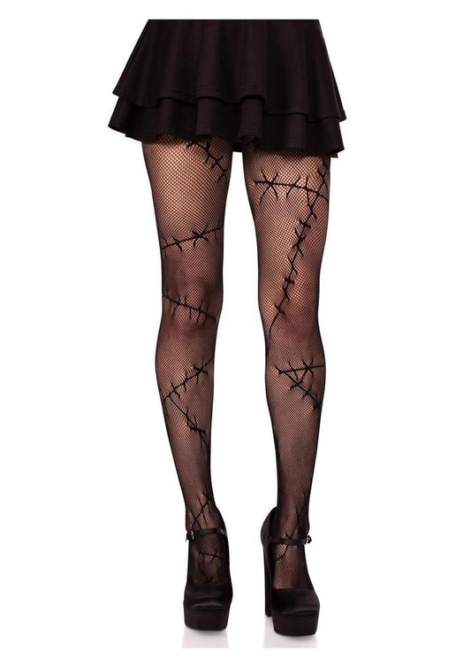 Leg Avenue Stiched Up Net Tights - Black - One Size