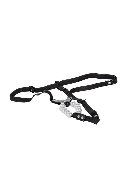 Lover's Vibrating Thong with Pleasure Pearls - Black - One Size