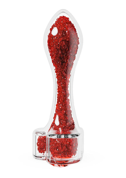 Oh My Gem Lustre Glass Anal Plug - Clear/Red