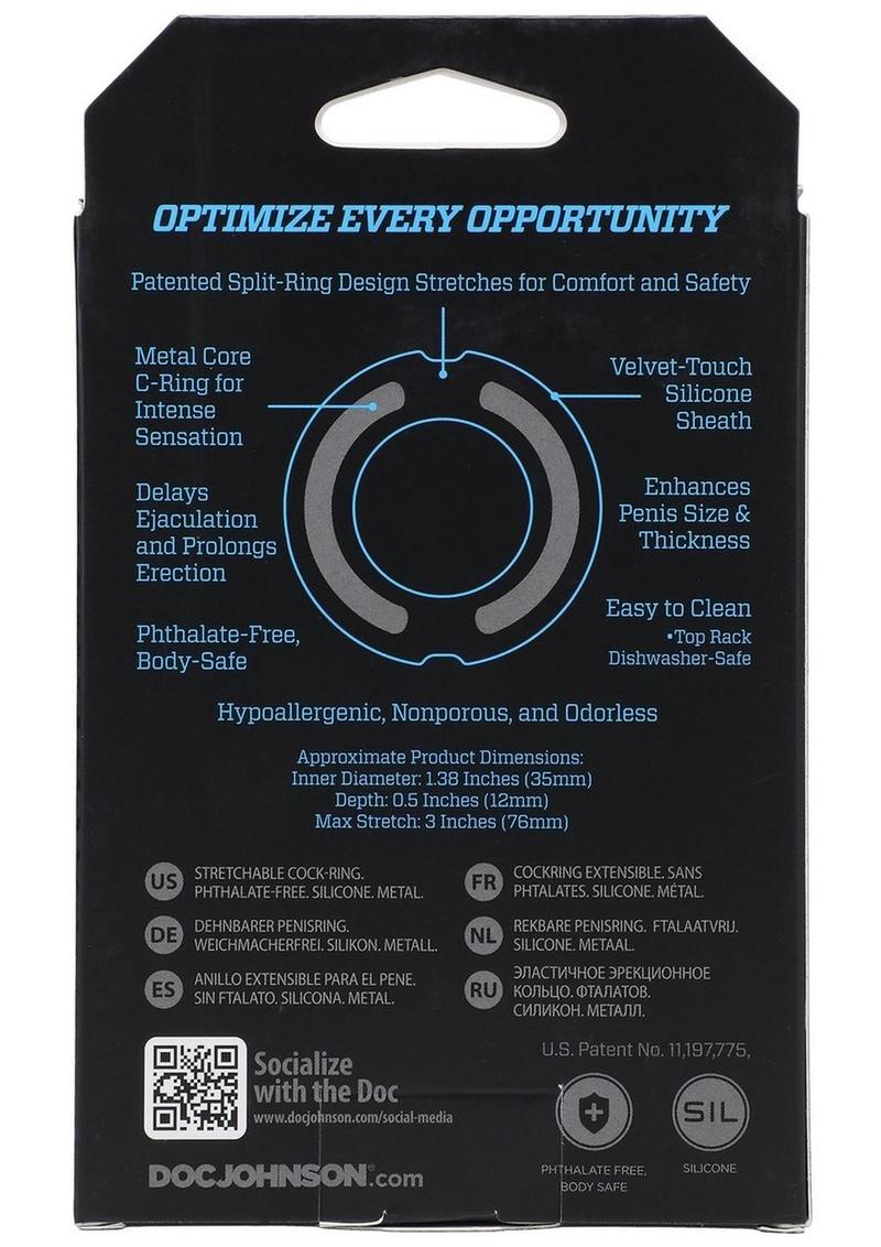 Optimale Flexisteel Soft Silicone with Inner Metal Core Cock Ring - Blue - 35mm