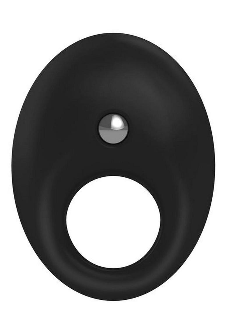 OVO B5 Silicone Cock Ring Waterproof - Black/Chrome - Black