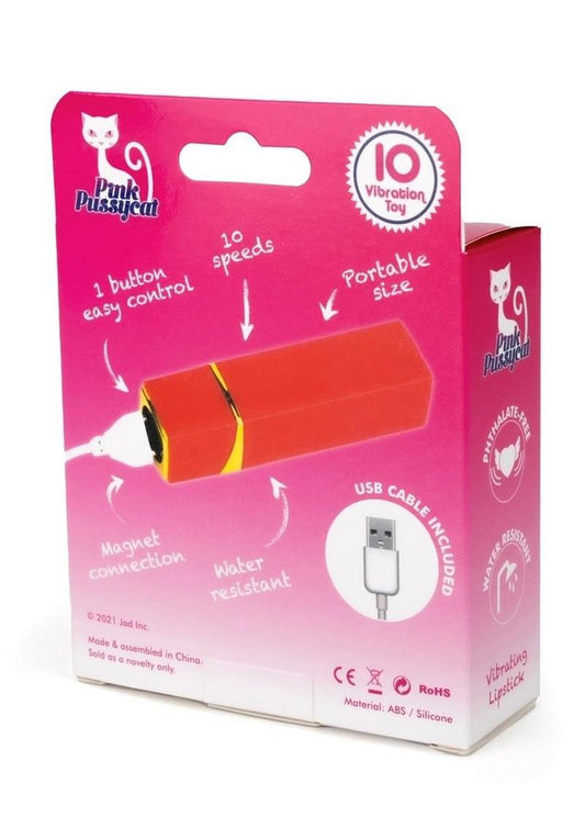 Pink Pussycat Rechargeable Vibrating Lipstick - Gold/Red