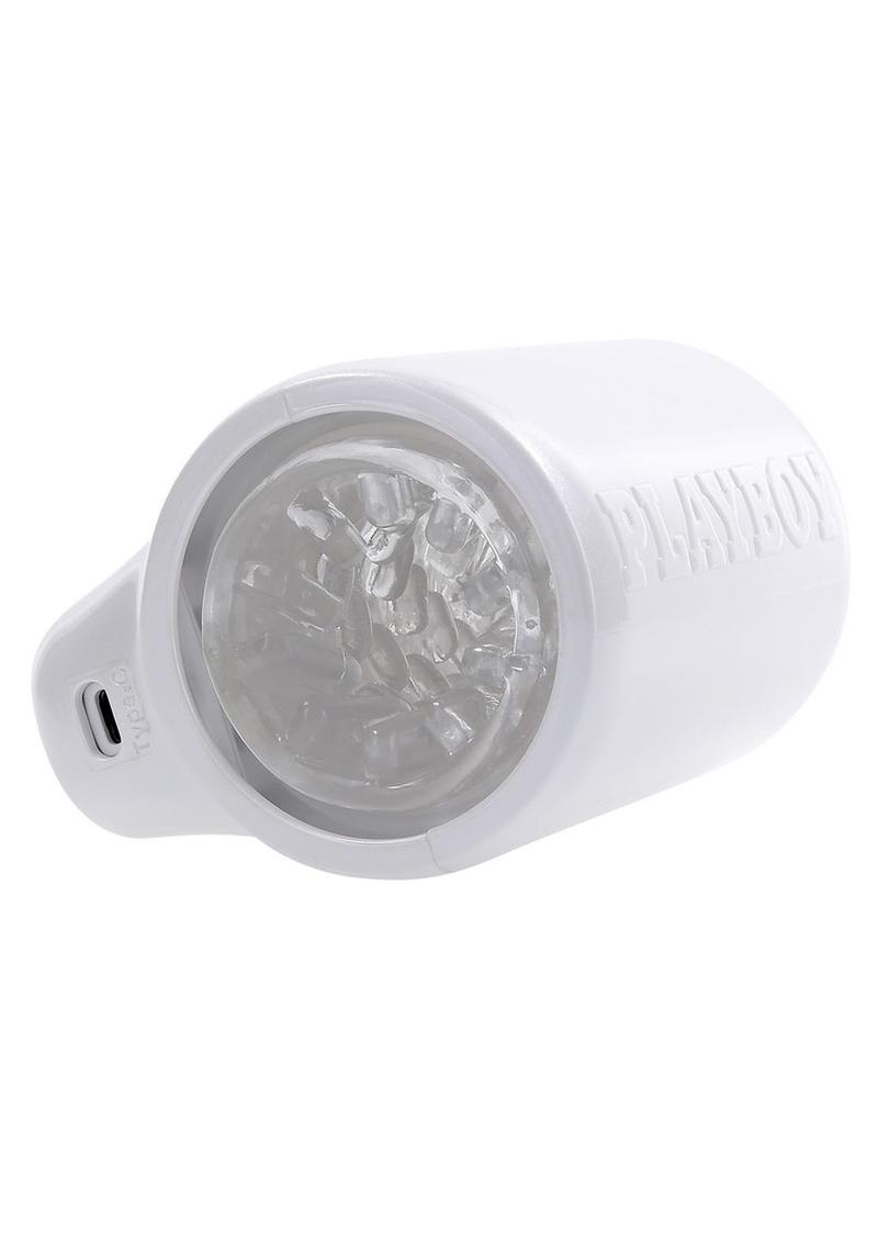 Playboy Spin Doctor Rechargeable Dual End Masturbator - Clear/White