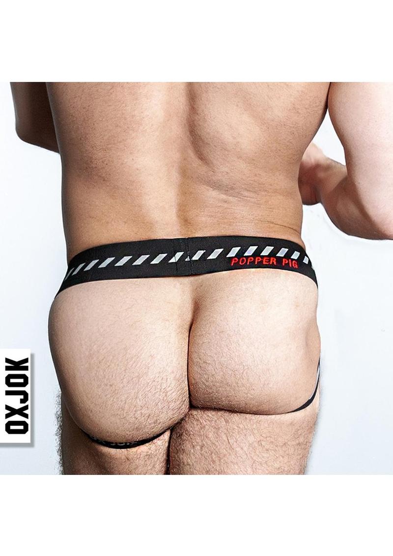 Popper Jock 3d Rubber Huffer Jock - Black/Red - Small
