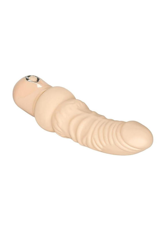 Power Stud Curvy Virbrating Dildo - Vanilla/White