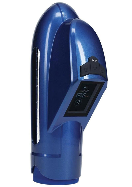 Pumped Digisub Automatic Digital Display Submersible Penis Pump - Metallic - Blue