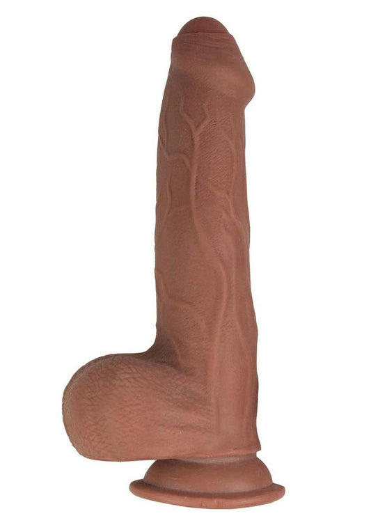 Realcocks Dual Layered Uncut Slider Fat Dick Dildo - Caramel - 9in