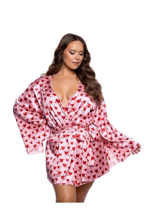 Roma Cupid Heart Robe - 1xlarge - Pink/Red - XXLarge