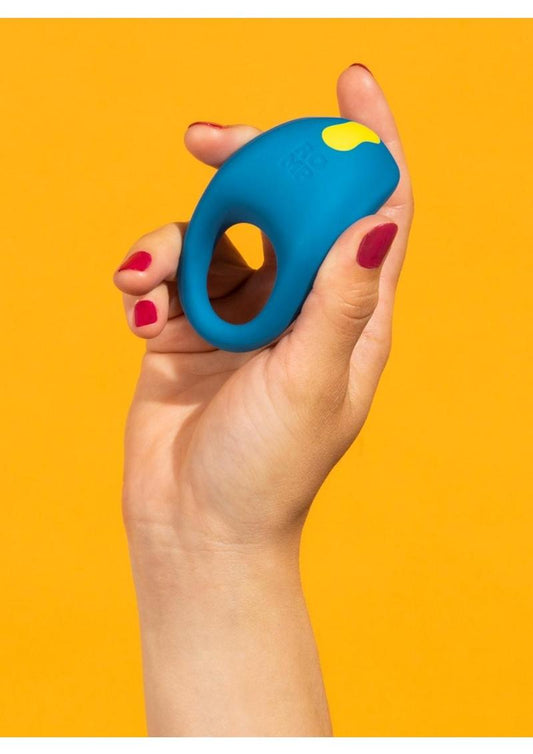 Romp Juke Rechargeable Silicone Cock Ring - Blue