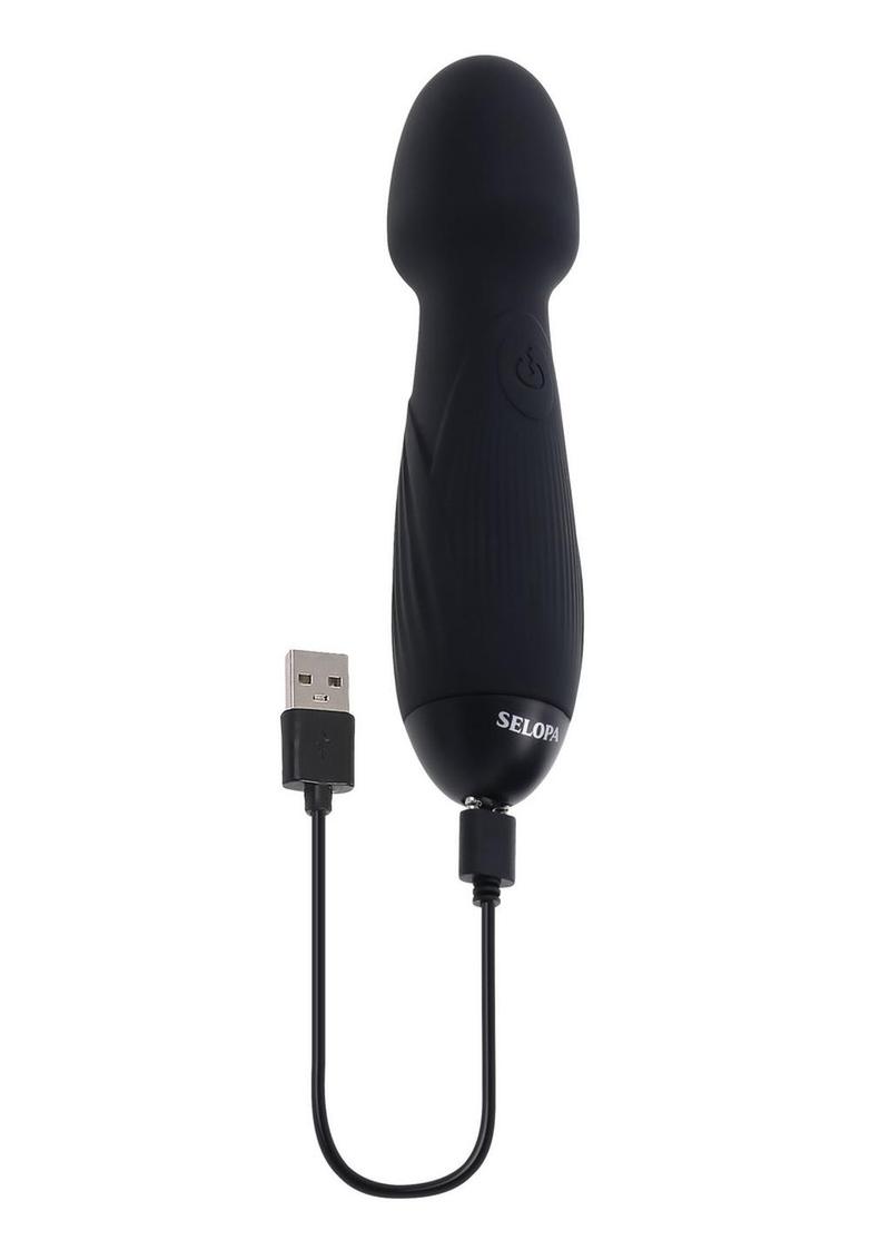 Selopa Power Trip Rechargeable Silicone Wand - Black