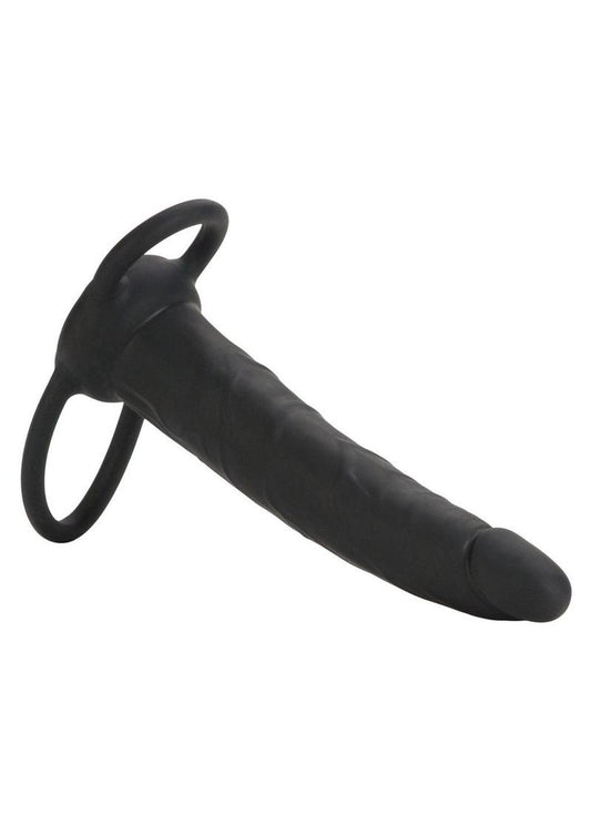 Silicone Double Rider Dildo Cock Ring - Black