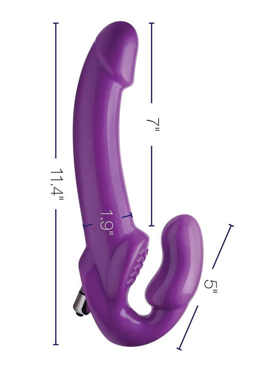 Strap U 7x Revolver Thick Vibrating Strapless Strap-On Dildo - Purple