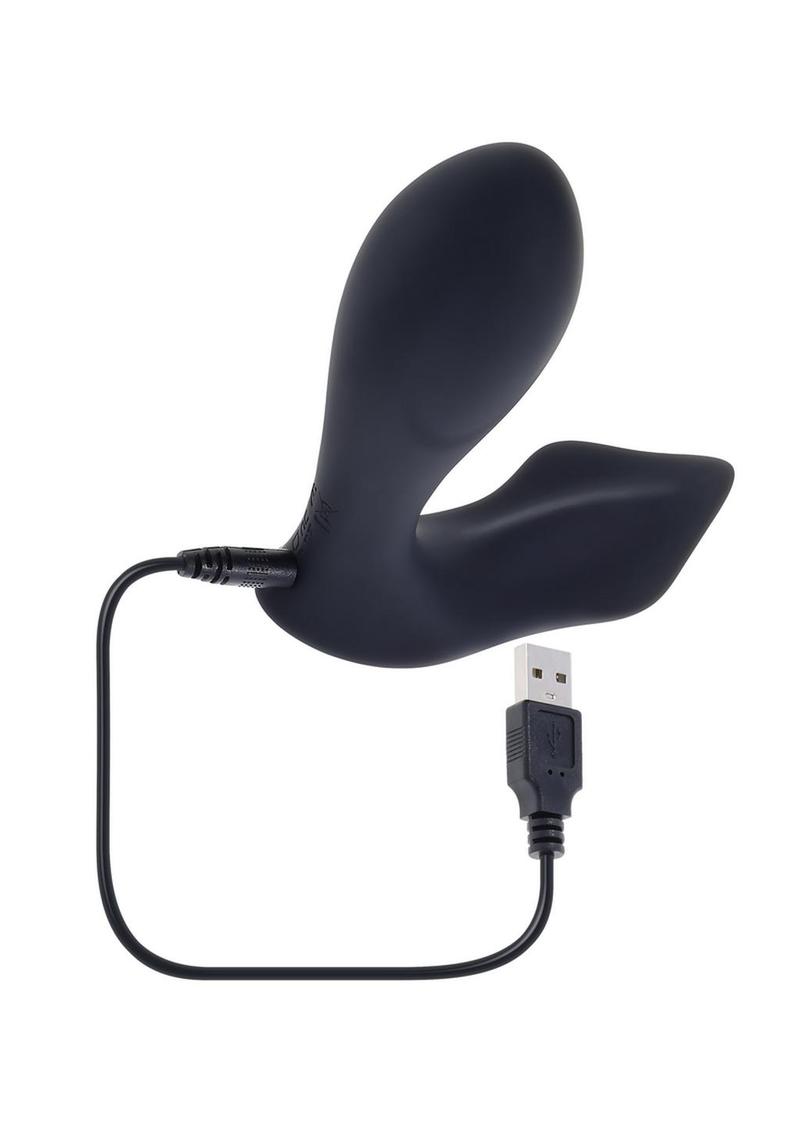 Take Me Out Rechargeable Silicone Dual Vibrator with Remote - Black