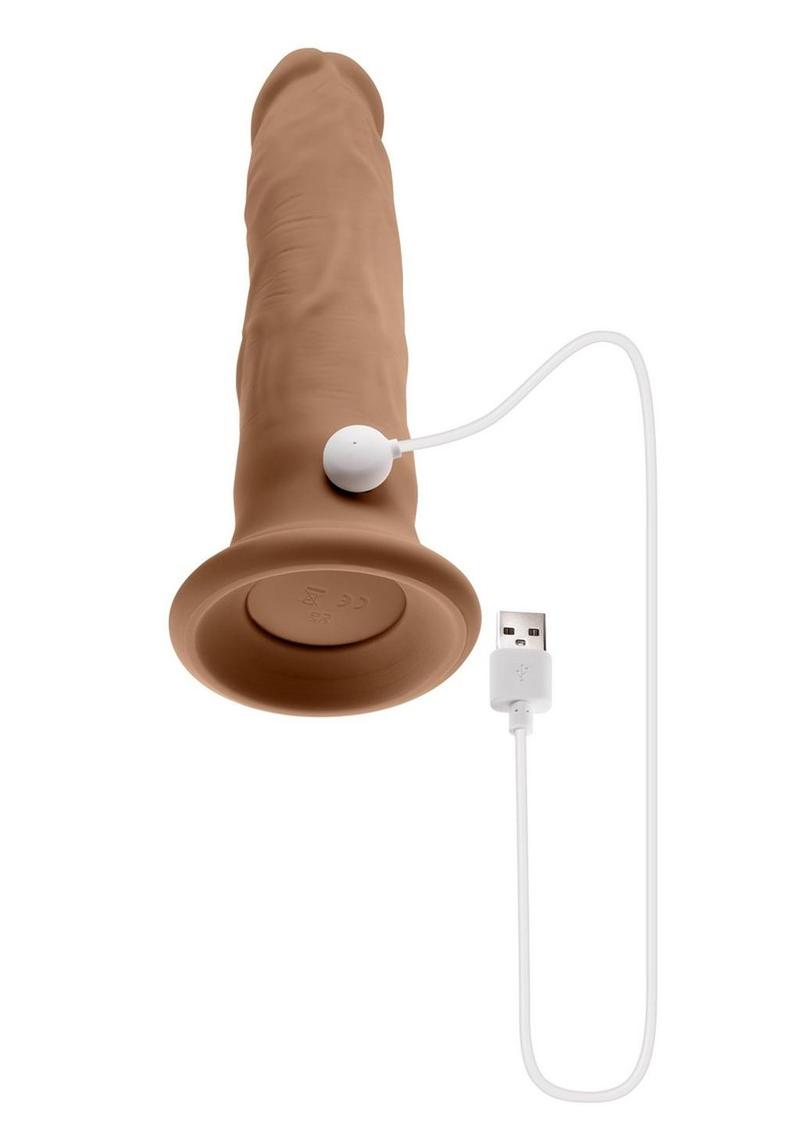 Twirl Jam Silicone Rechargeable Vibrating Dildo with Remote - Chocolate