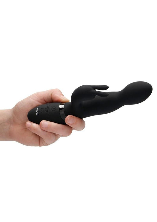 Vive Niva 360 Degrees Rechargeable Silicone Rotating G-Spot Rabbit Vibrator - Black
