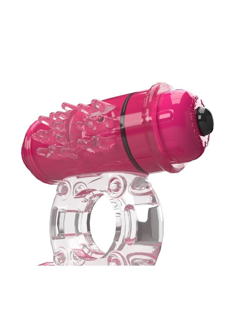4t Double Wammy Silicone Rechargeable Dual Vibrating Couples Cock Ring - Red/Strawberry