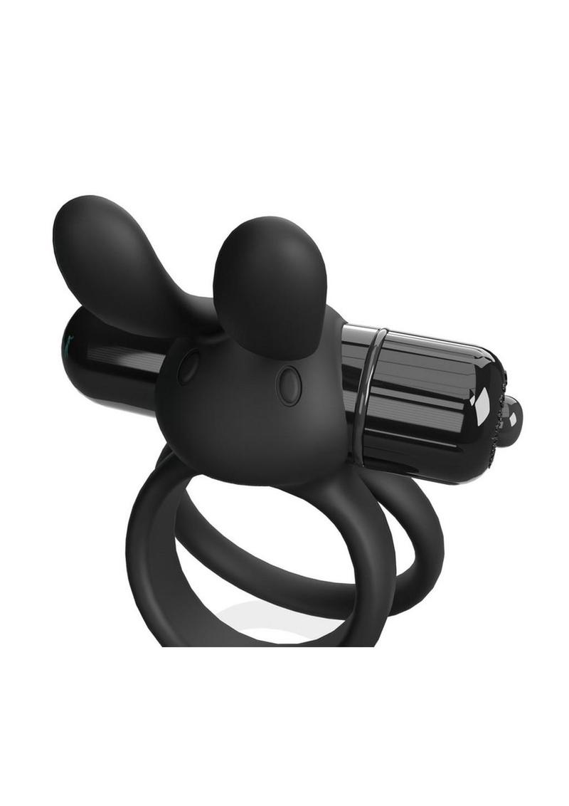 4t Ohare XL Rechargeable Silicone Rabbit Vibrating Cock Ring - Black - XLarge