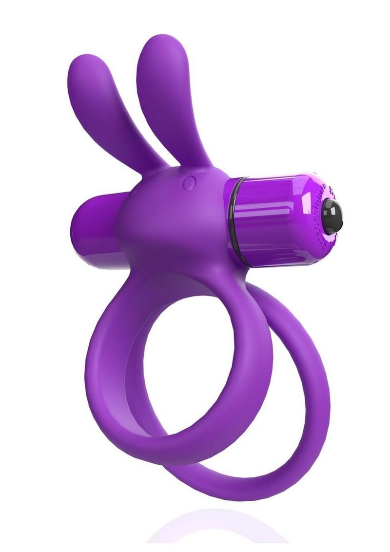 4t Ohare XL Rechargeable Silicone Rabbit Vibrating Cock Ring - Grape/Purple - XLarge