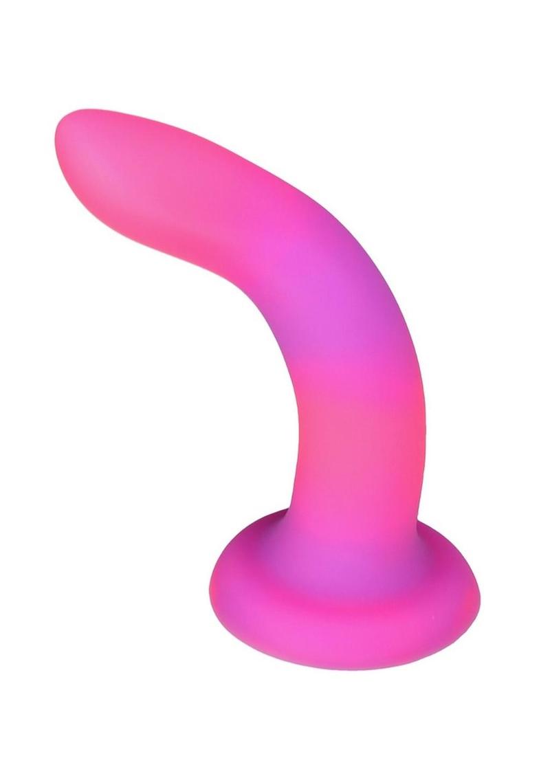 Addiction Rave Silicone Glow In The Dark Dildo - Glow In The Dark/Pink/Purple - 8in