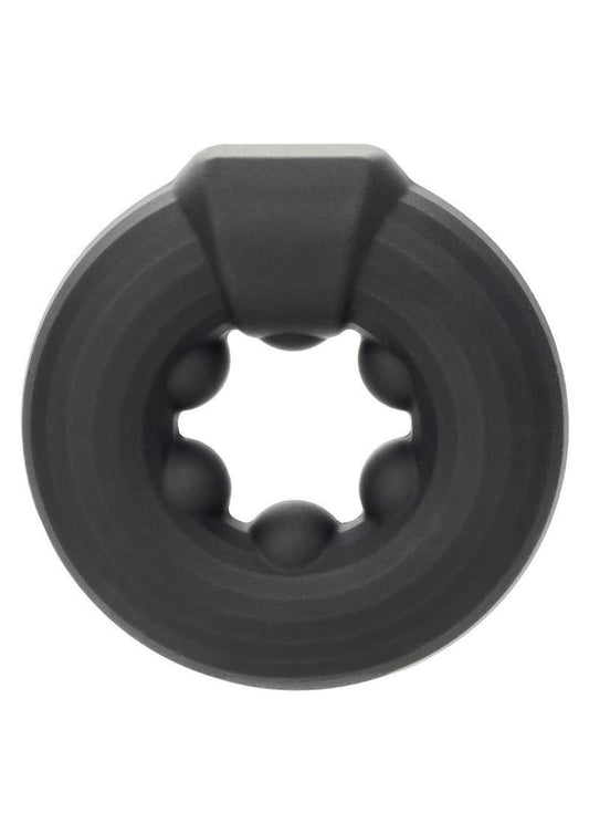 Alpha Liquid Silicone Beaded Optimum Cock Ring - Black