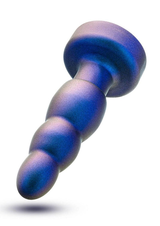 Anal Adventures Matrix Kinetic Plug Rechargeable Silicone Anal Plug with Remote- Space Age - Blue