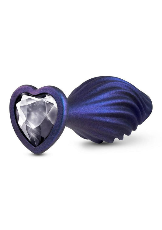 Anal Adventures Matrix Swirling Bling Silicone Plug - Blue/Sapphire