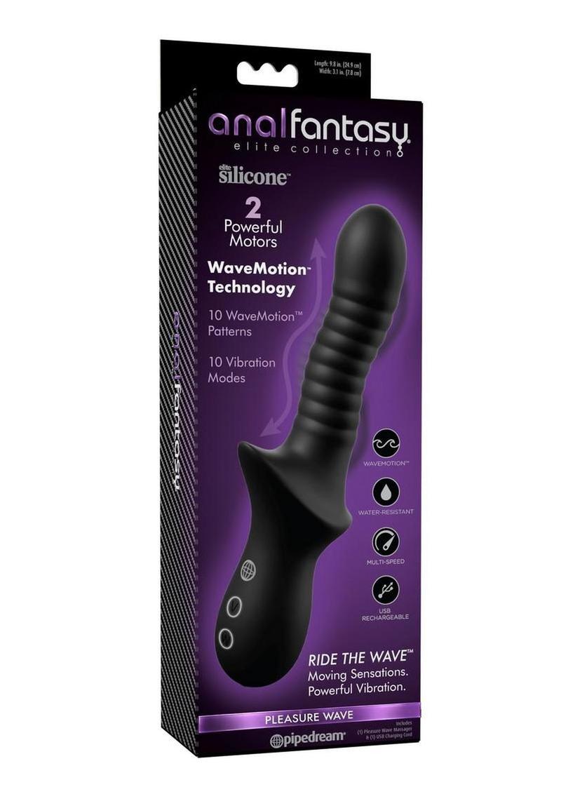 Anal Fantasy Elite Pleasure Wave Rechargeable Silicone Anal Massager - Black