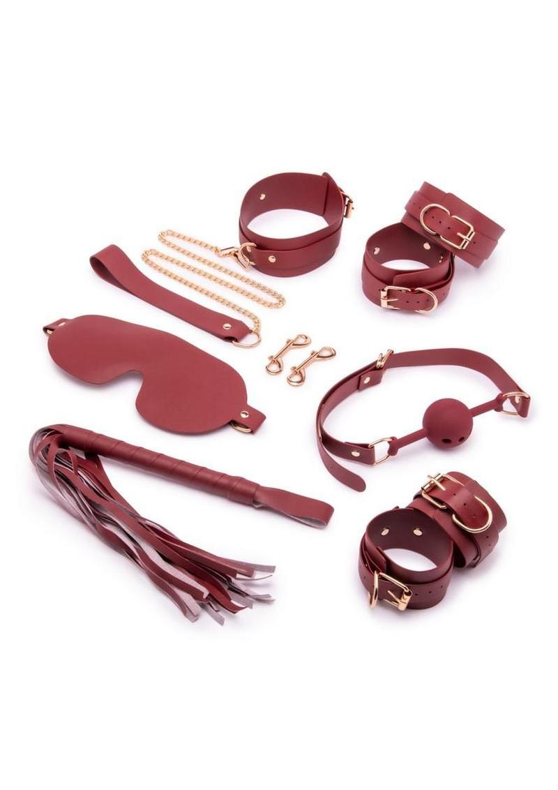 Anime Bound to Suit Beginners Fantasy Bondage Restraint - Burgundy/Gold - 7 Piece/Set