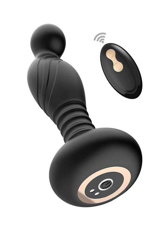 Ass-Sation Remote Vibrating Rechargeable Silicone P-Spot Plug - Black