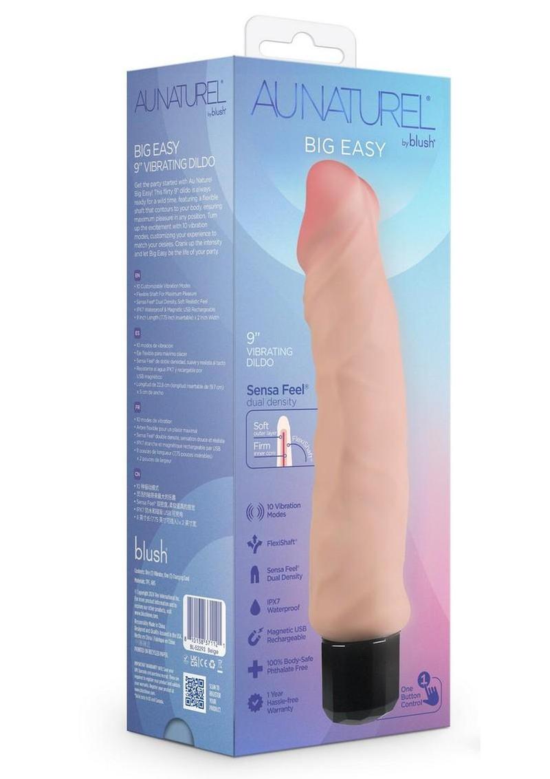 Au Naturel Big Easy Vibrating Dildo - Vanilla - 9in