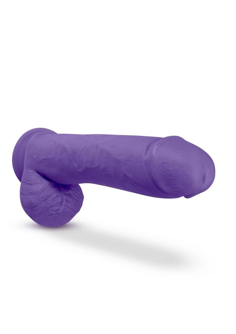 Au Naturel Bold Big John Dildo with Suction Cup and Balls - Purple - 11in