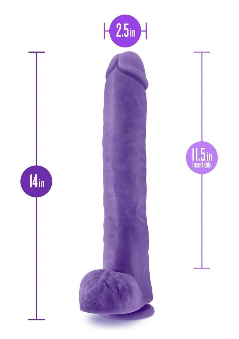 Au Naturel Bold Daddy Dildo with Suction Cup - Purple - 14in