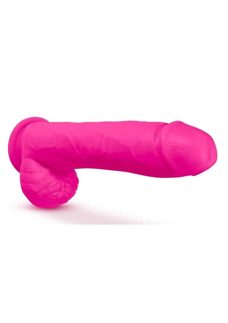 Au Naturel Bold Huge Dildo with Suction Cup and Balls - Pink - 10in