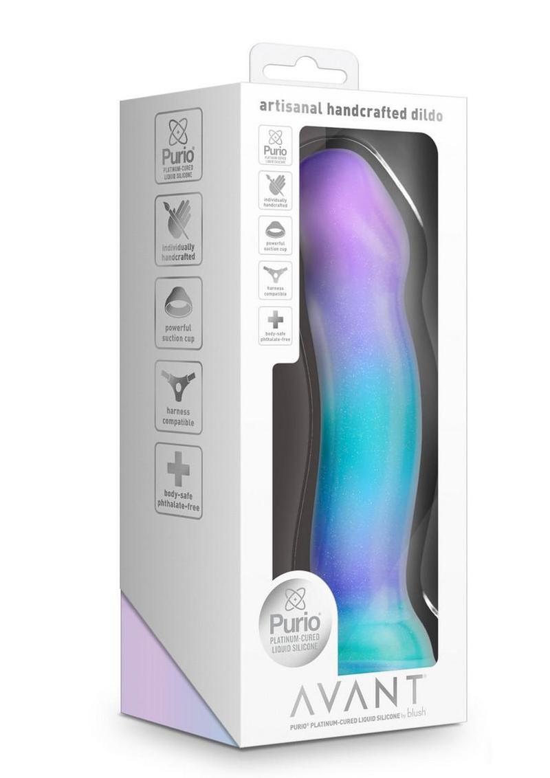 Avant Aurora Handcrafted Artisan Silicone Dildo - Purple/Teal - 7in