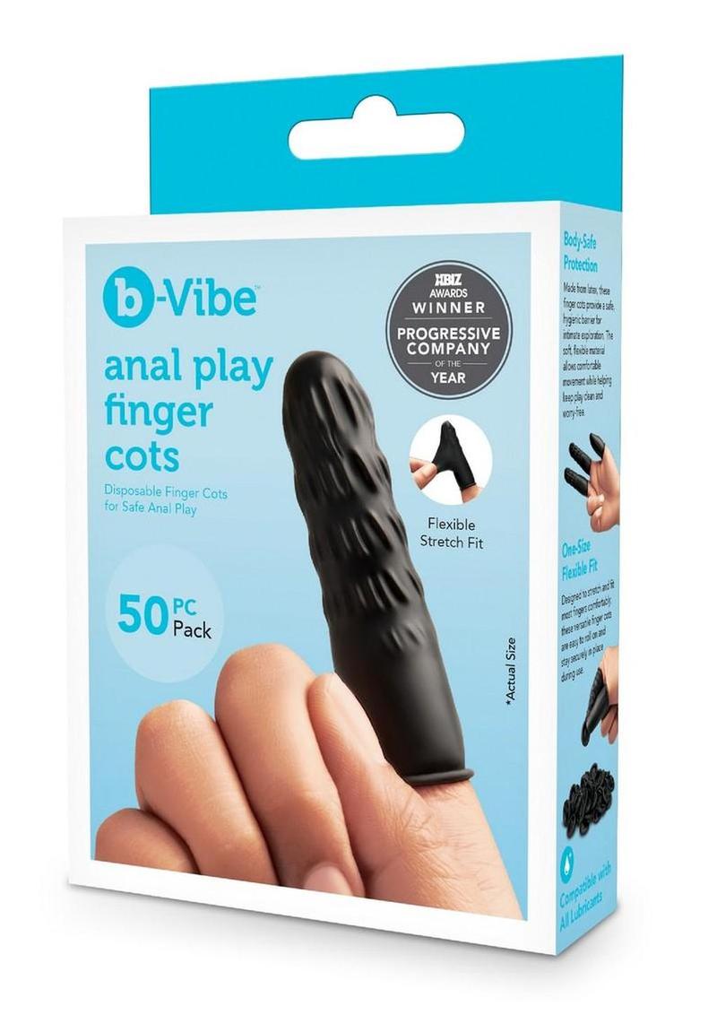 B-Vibe Anal Play Finger Cots - Black - 50 Piece